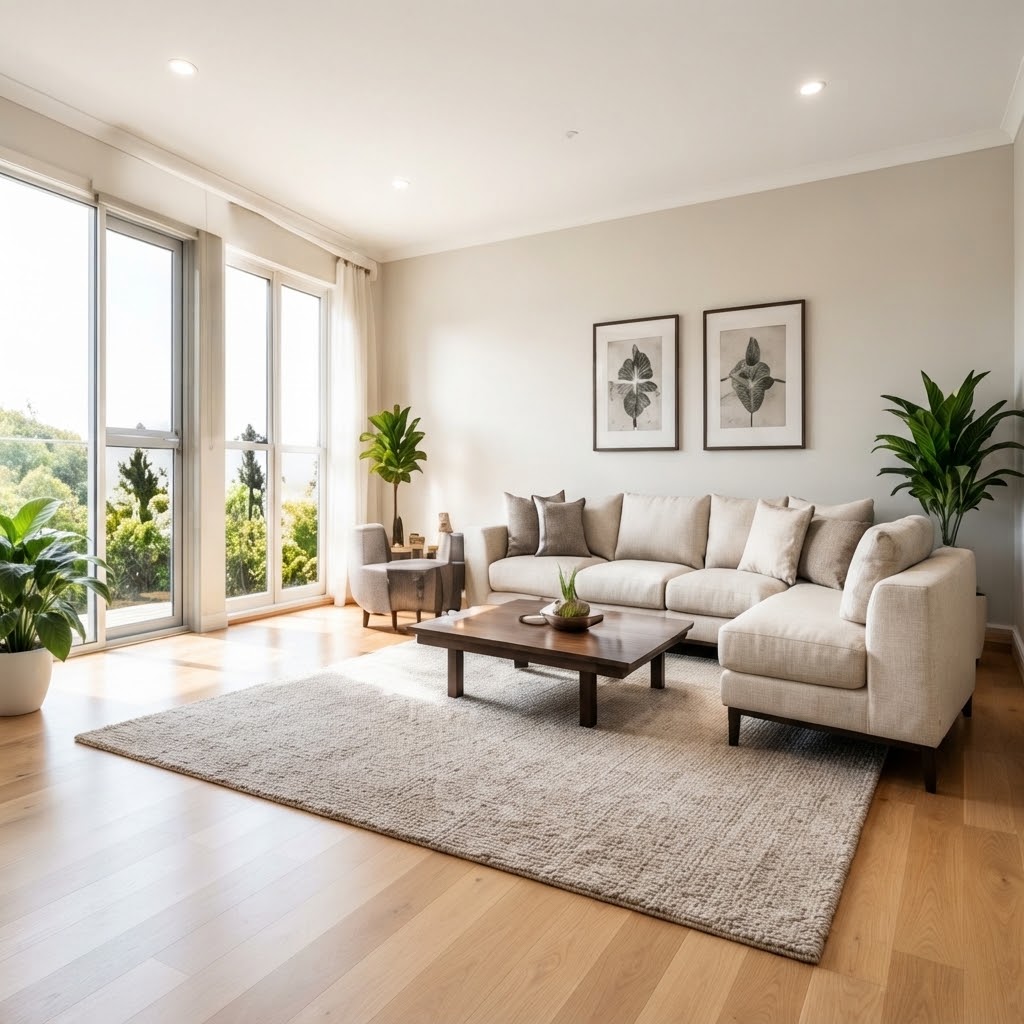 Modern warm interior living room painting
